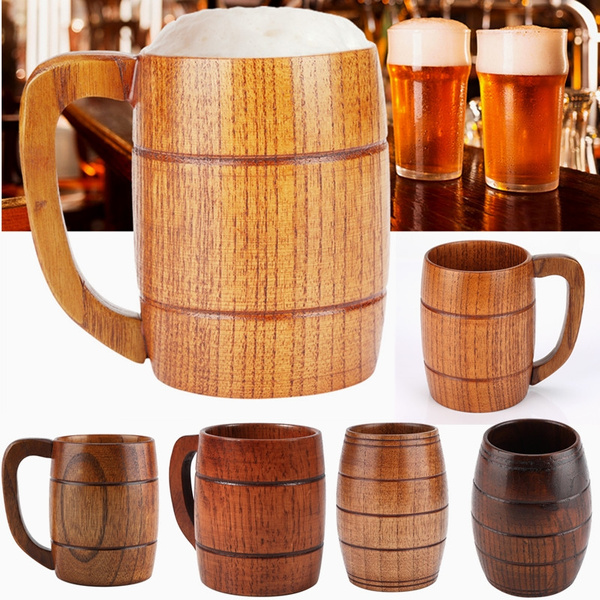 Wooden Beer Cup Retro Big Capacity Tea Water Classic Wood Drinking Mug