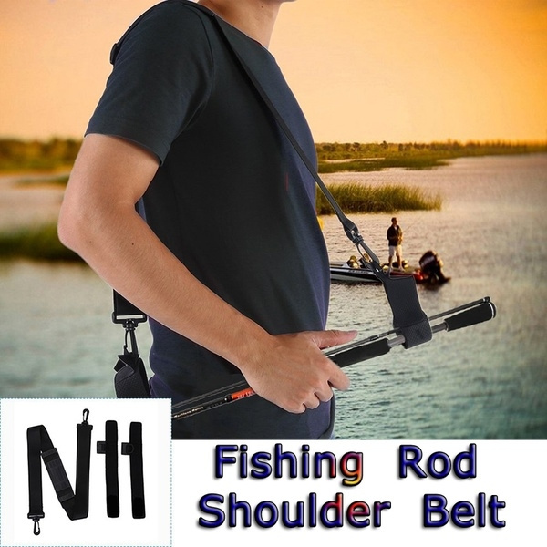 Fishing Rod Carry Strap Sling Band Adjustable Shoulder Belt Travel Tackle  Holder