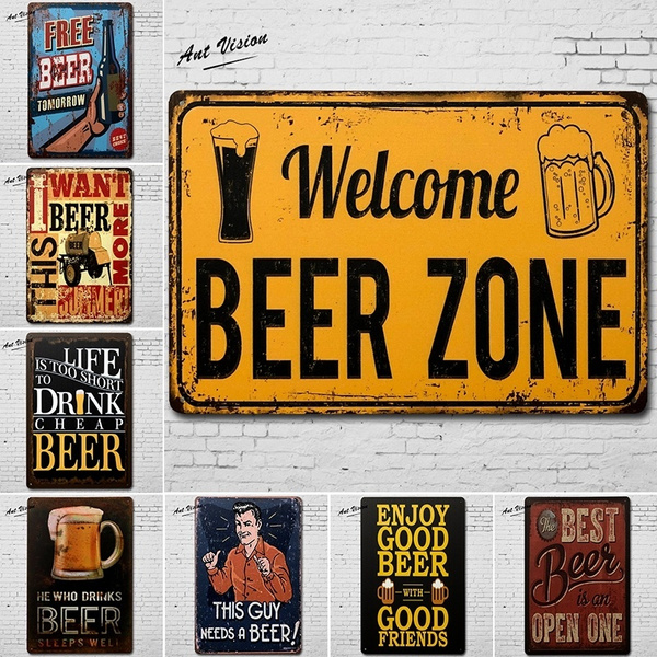 Hot Sale Beer Zone Pub Home Bar Wall Decals Shabby Chic Tin Plaques