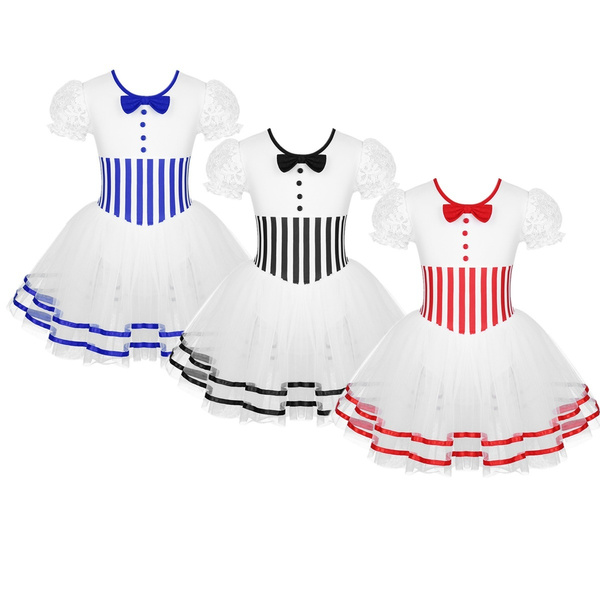 girls-christmas-dance-costume-kids-puff-sleeves-striped-waist-figure