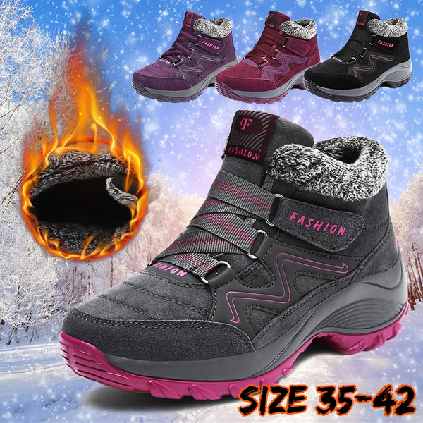 Women Winter Non Slip Cotton Climbing Velvet Shoes Comfortable Cashmere Outdoor Hiking Shoes Geek