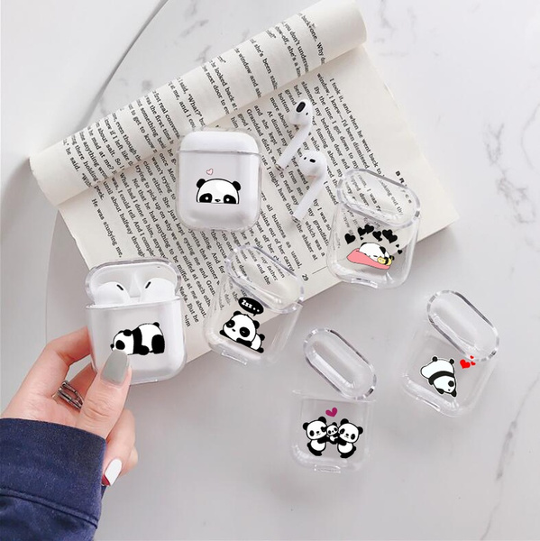 Couple Cases For Airpods Cute panda Painted Transparent Soft Silicone Cases For AirPods 1 2Case Protective Cover Wireless Earphone Case