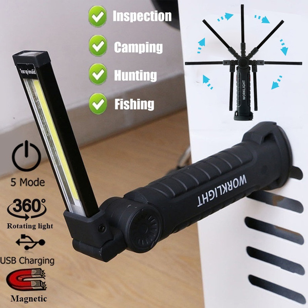 Portable COB LED Flashlight USB Rechargeable Work Light Magnetic Lanterna Hanging Lamp with Built-in Battery Camping Torch