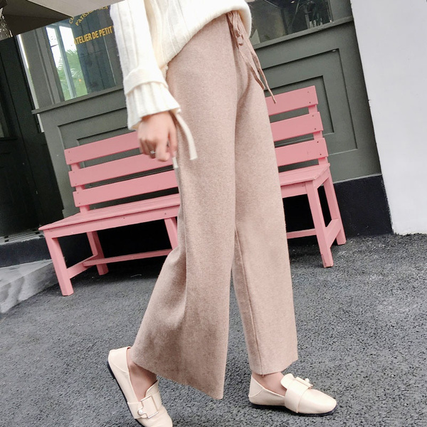 Knitted Trousers Winter Wide, Knitted Pants Women