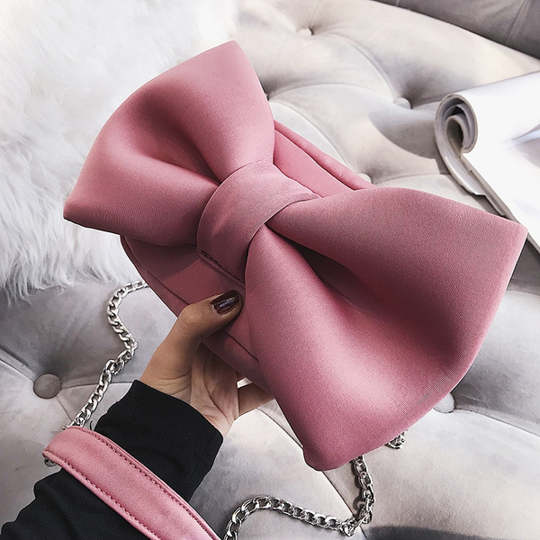 Bow Tie Satin Shoulder Bag