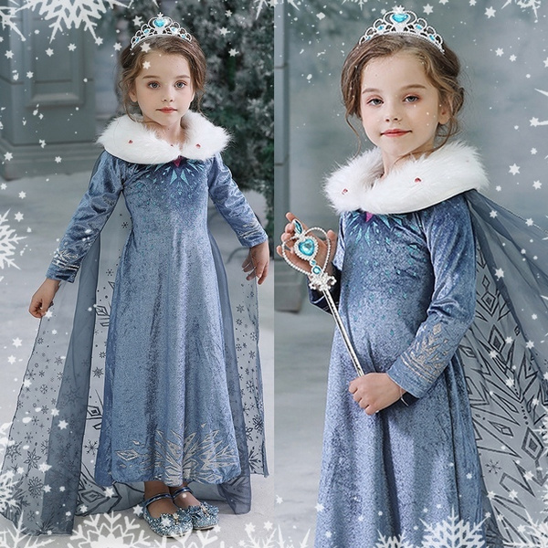 Girl's Snow Queen Christmas Princess Dress Girls Costumes Cosplay ...