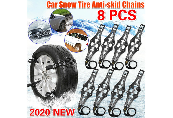 Antiskid Tire Chain,8pcs Universal Car Truck Snow Tire Wheel TPU Antiskid Chain Black 