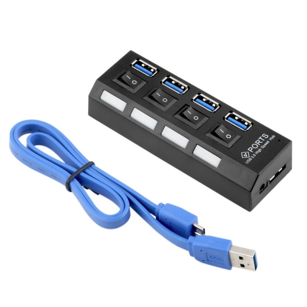 USB 3.0 Hub 4 Ports Super Speed 5Gbps 4-port USB 3.0 Hub With on/off ...