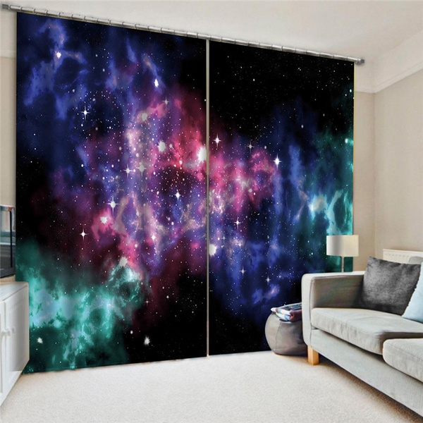 Universe Filled with Stars Nebula and Galaxy Cassiopeia Interstellar Astronomy Lunarable Star Kitchen Curtains 55 W X 39 L inches Magenta Blue Black Window Drapes 2 Panel Set for Kitchen Cafe