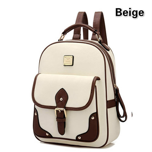 Preppy Style PU Leather Backpack Green-20x10x23cm