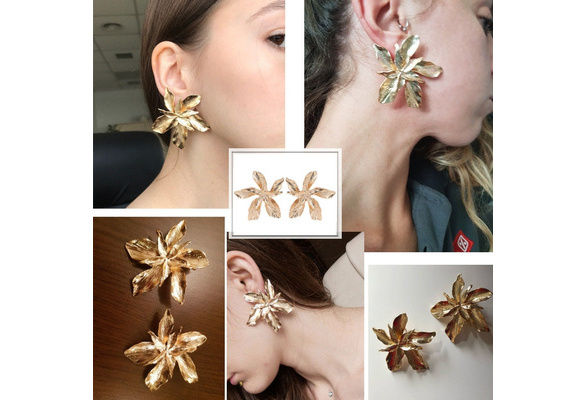 Priyaasi American Diamond Studded Rose Gold Star/Flower Drop Earrings –  That Jewelry Store