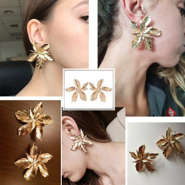 large flower stud earrings