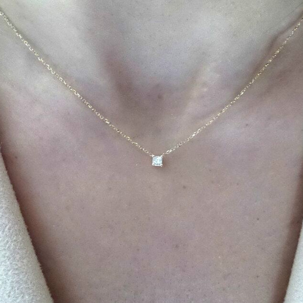 tiny diamond stud necklace