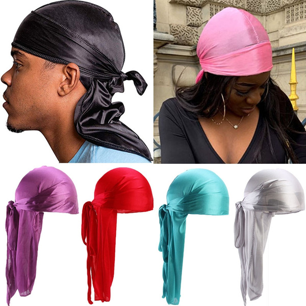 ASKNOTO 6 Pcs Silky Durag Headwraps Dorag for Men Women Waves, Durags Pack  with Long Tail and Wide Straps, 6 Colors
