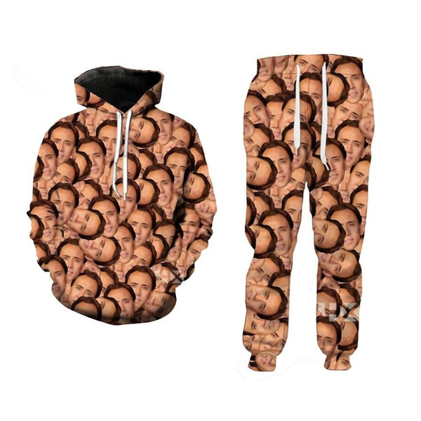 2019 New Fashion Men/Womens Actor Nicholas Cage Funny 3D Print Hoodie+Pants  | Wish