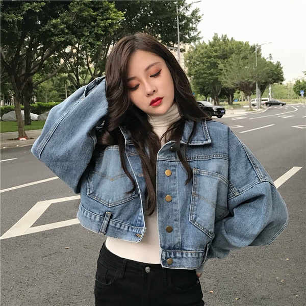 Retro Korean Bat Long Sleeve Denim 