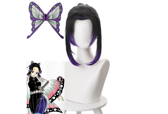 Anime Demon Slayer Kimetsu no Yaiba Kochou Shinobu Cosplay Wig