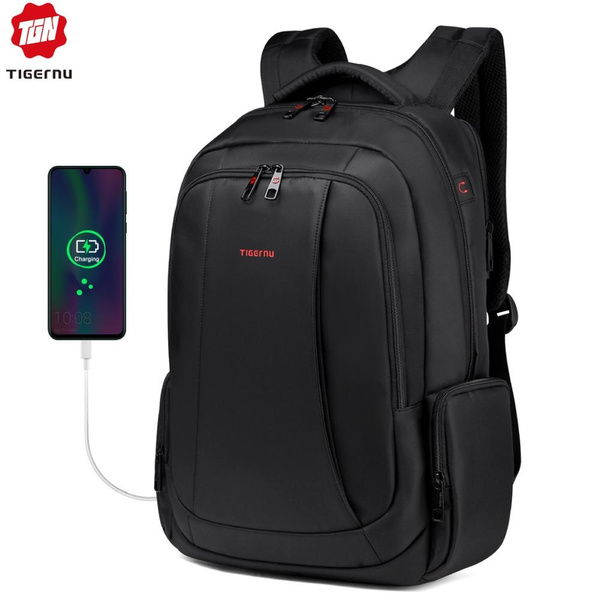 Mochila con carga USB para hombres y mujeres marca tigerlu, mochila para ordenador portátil de 15,6 pulgadas, mochila escolar para adolescentes, mochila casual |
