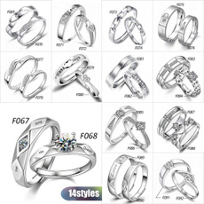 Couple Rings, adjustablering, Girlfriend Gift, Engagement Wedding Ring Set