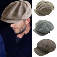 Mens Plain 8 Panel Newsboy Cap Peaky Blinders Baker Boy 100/% Wool CHEAP PRICE