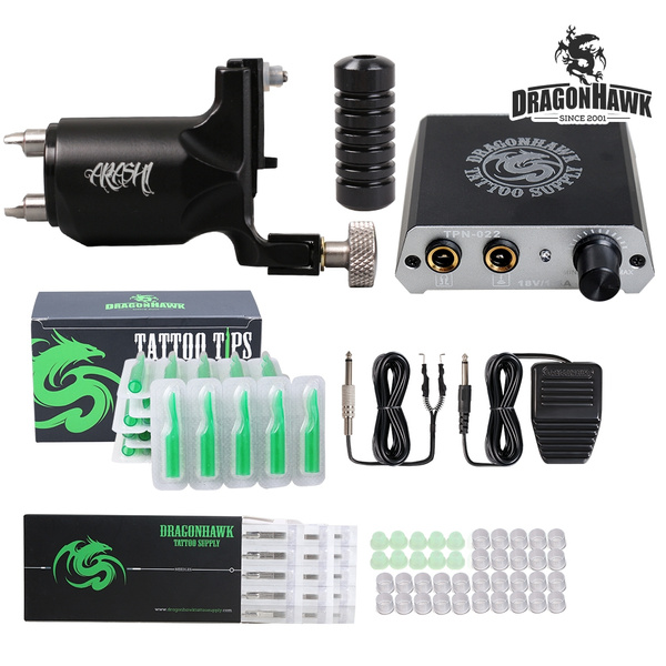 Dragonhawk Tattoo Gun Motor Rotary Tattoo Machine Makeup Kit With LCD Power  Supply Silicone Case Cartridge Needles Supply Set - AliExpress
