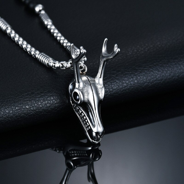 Deer Pendant, Silver Mens Jewelry