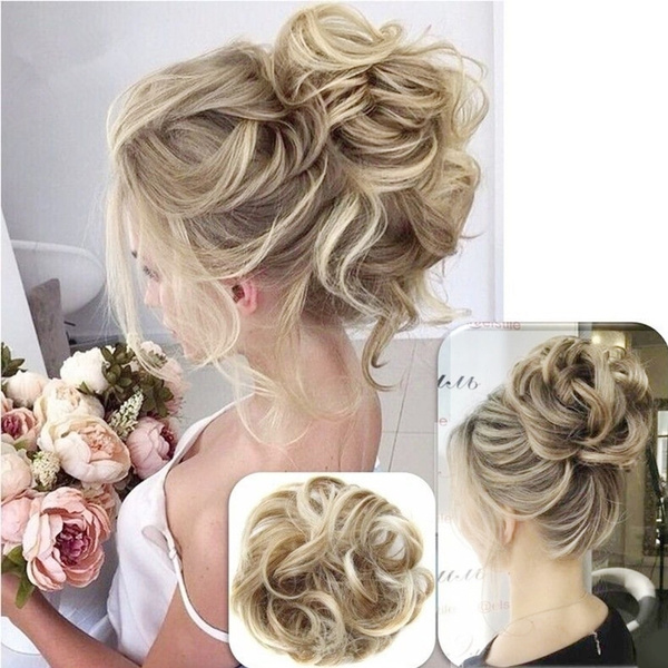 Creative Natural Women Wavy Curly Bun Synthetic Bud Hair Extension ...