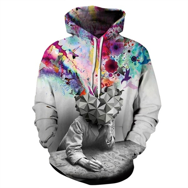 Fashion 3D Hoodies Multicolor Printed Thinker Hooded Sweatshirt Men ...