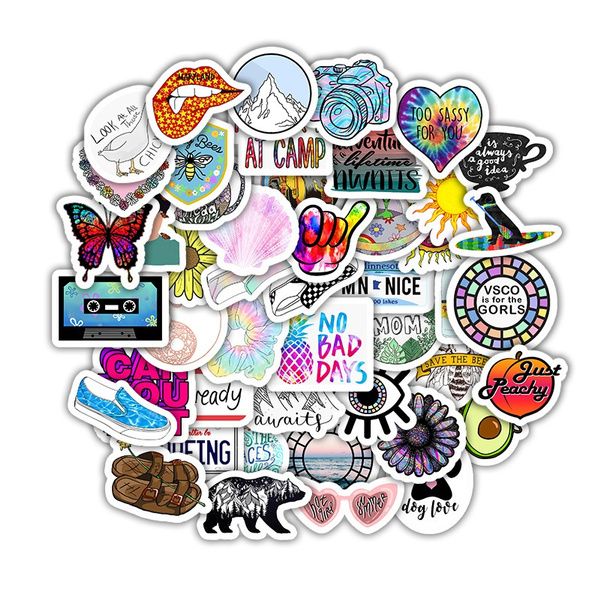 10,30,50pcs Retro Aesthetic Sticker Pack, Cartoon Vsco Stickers