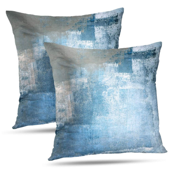 Abstract Blue Modern Sofa Pillows, Large Decorative Throw Pillows