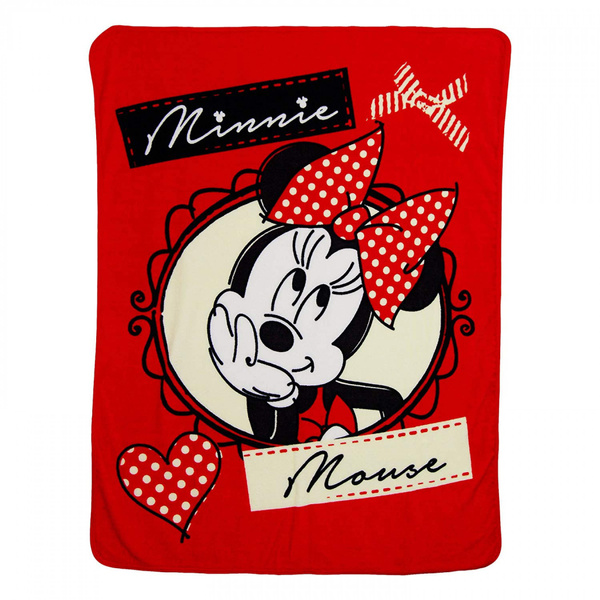 Minnie Mouse Bows Micro Raschel Throw Blanket Red 