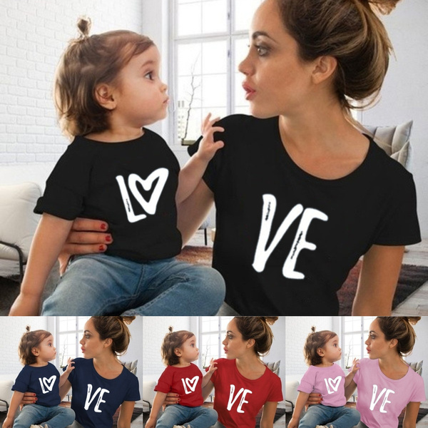 Short Sleeve Shirts Mom Baby 
