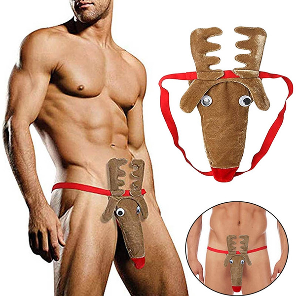 Sexy Men's Christmas Elk Thong Boxer Briefs Underwear Panty
