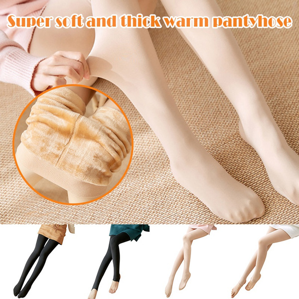 Legs Fake Translucent Warm Fleece Pantyhose Women Soft Leggings Fleece  Lined Thick Leggings
