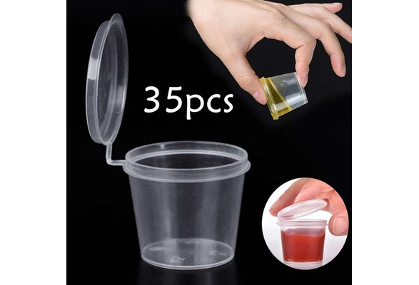 100Pcs Small Plastic Sauce Cups Food Storage Containers Clear Boxes with Lid