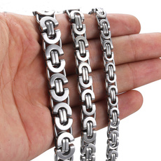 Steel, byzantinechain, necklaces for men, Stainless Steel