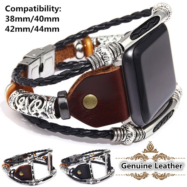 Retro Leather Strap For Apple watch band 44mm 40mm 42mm 38mm wrist