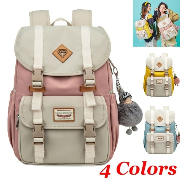 women canvas casual patchwork backpack