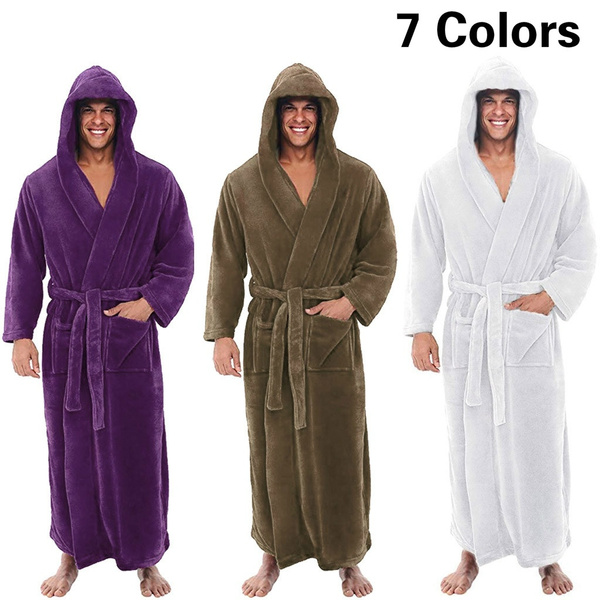 Men's Shawl Collar Fleece Bathrobe Spa Robe