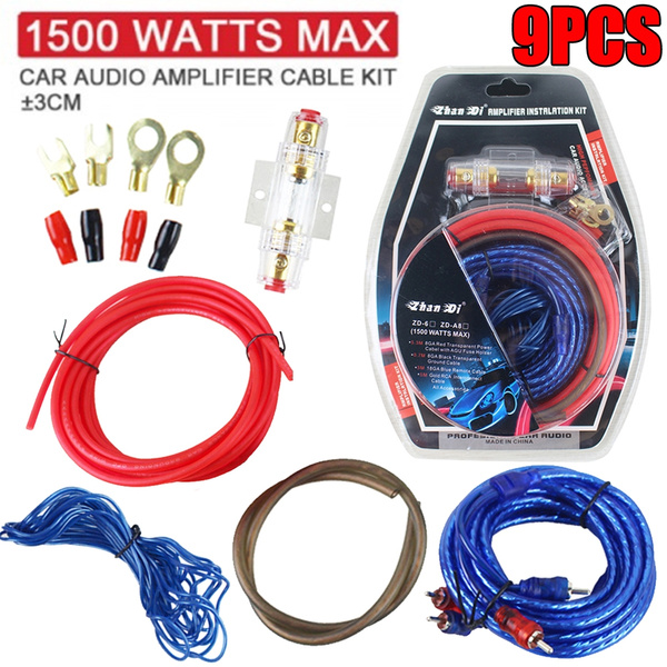 New 1500W Cable Car Audio Kit Amp Amplifier RCA Sub Woofer Wiring Wire Set  Installation Line Kit
