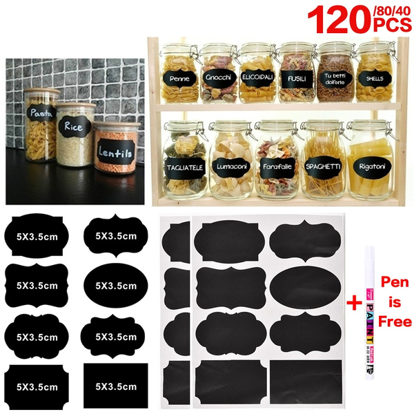 40 Labels Food Container Blackboard Bottle Jar Stickers Home Kitchen Accessories 