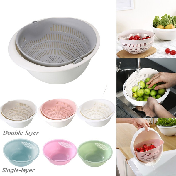4pcs Fruit Vegetables Washing Basket Plastic Durable Rice Strainer Drain Baskets