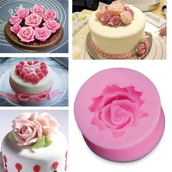 3D Rose Flower Mold Tool Silicone Fondant Mould Cake Chocolate Baking Elegant 