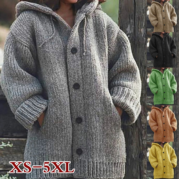 hooded knitted cardigan womens