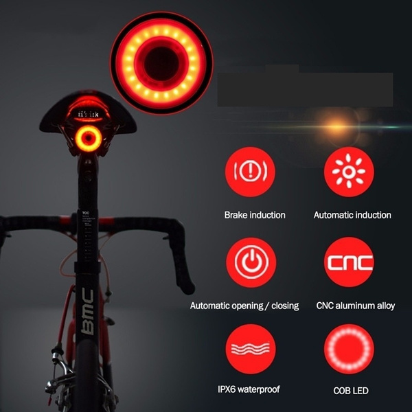 Intelligent induction brake tail light mountain bike light usb charging bicycle