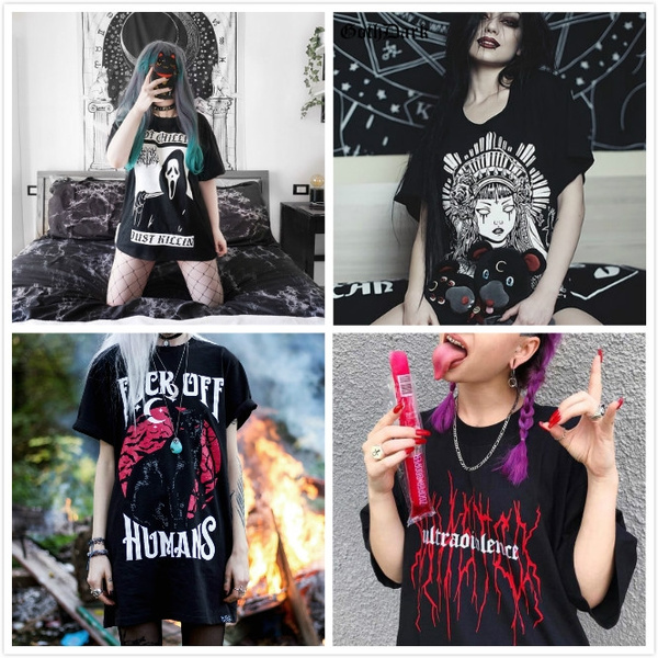 Punk Dark Aesthetic T-shirt  Aesthetic t shirts, Harajuku outfits