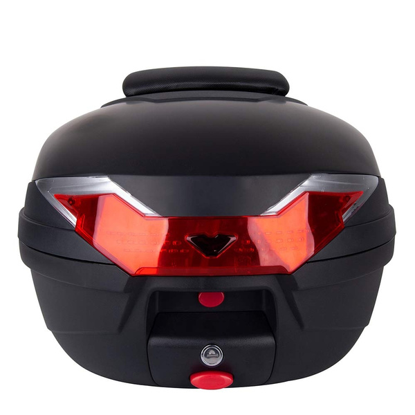 RZDY Universal Motorcycle Tail Box Detachable Scooter Motorcycle Trunk Top Case Tour Luggage Box Tail Carrier Lockable Soft Backrest/Night Warning Light/Mounting Hardware. 