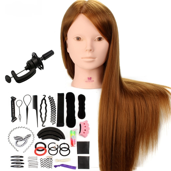 24'' Real Human Hair Cosmetology Mannequin Head For Makeup Practice  Training Manikin Dummy Doll Head with Hair Styling Tools | Wish