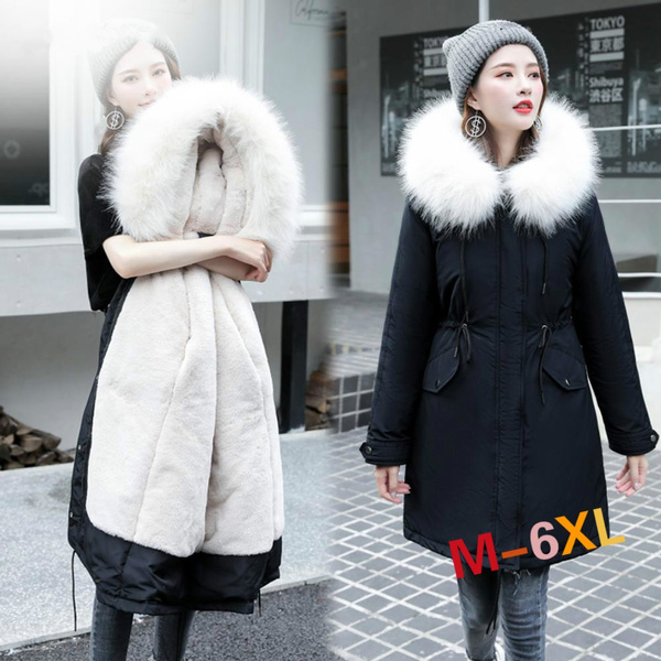 30 Degrees Snow Wear Long Parkas Winter Jacket Women Fur Hooded