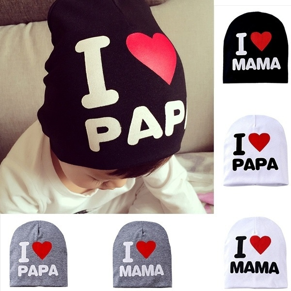 I lOVE MAMA PAPA Cute Hat Kids Baby Boy Girl Infant Cotton Beanie